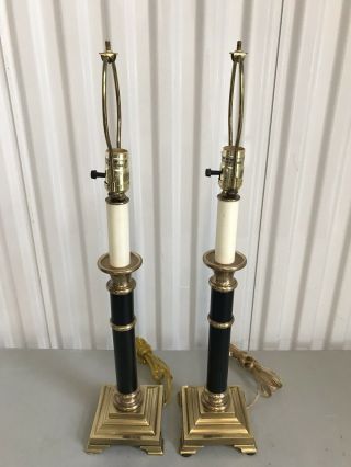Vintage Frederick Cooper Chicago Candlestick Brass Table Lamps (Set Of 2) 6