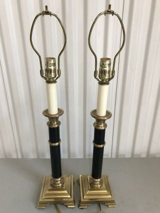 Vintage Frederick Cooper Chicago Candlestick Brass Table Lamps (Set Of 2) 7