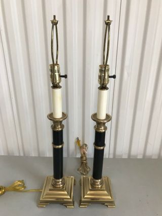 Vintage Frederick Cooper Chicago Candlestick Brass Table Lamps (Set Of 2) 8