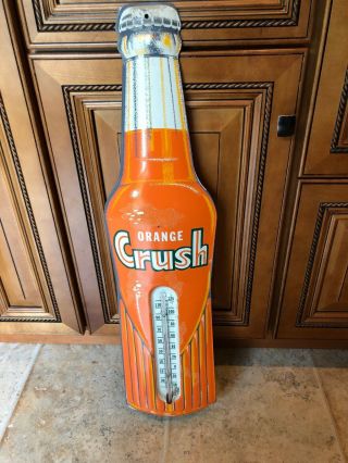 Vintage Orange Crush Soda Bottle Shaped Thermometer