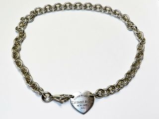 Vintage Tiffany & Co.  Sterling Silver Heart Tag Choker Chain Necklace 15”
