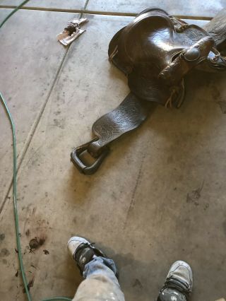 Equestrian Vintage Western Ranch Saddle no makers mark 17 Seat Brn L@@K 4