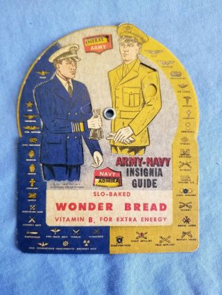 1942 Wonder Bread Advertising Wheel,  Army - Navy Insignia Guide