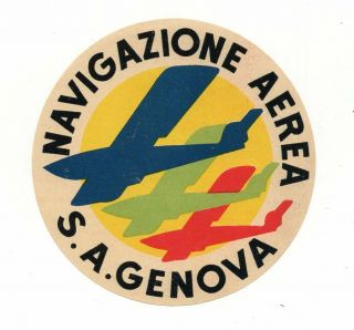 Vintage Airline Luggage Label - Navigazione Aerea.  / S.  A.  Genova