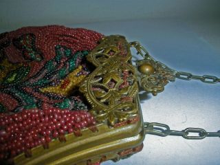 Unusual Antique Victorian Beaded Bag - Mauve Background With Abstract Designs 8