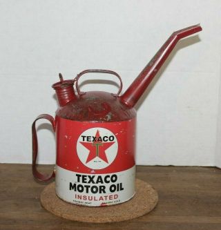 Vintage Texaco Gasoline Station " Motor Oil Container " W/lid & Spout