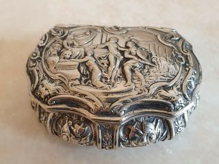 Antique Victorian 830 Sterling Silver Ornamental Jewellery Box Casket