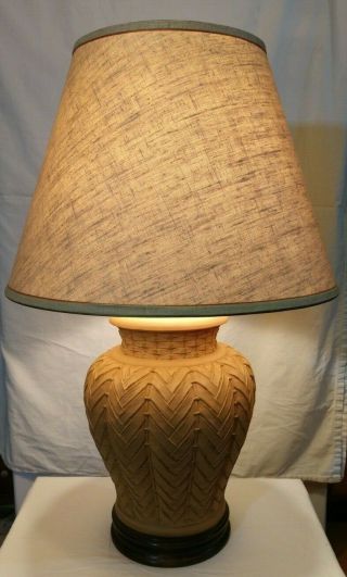 Vtg Mcm Frederick Cooper Arts & Crafts Pottery Table Lamp,  Ginger/rice Basket