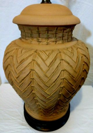 Vtg MCM Frederick Cooper Arts & Crafts Pottery Table Lamp,  Ginger/Rice Basket 4