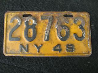 Vintage 1948 Ny York Motorcycle License Plate