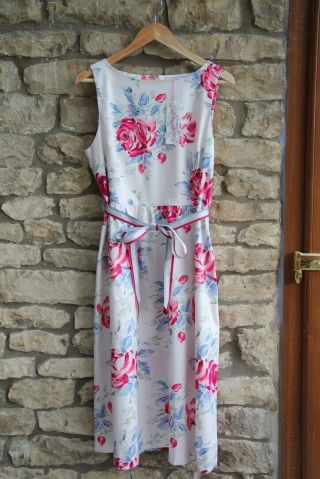 Cath Kidston Birthday Rose Cotton Sun Dress Vintage Cream Size 16 Bnwt