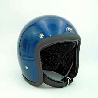 Motorcycle Open Face Helmet 3/4 Vintage Dirt Bike Helmet Scooter Helmet Blue
