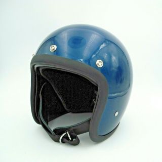 Motorcycle open face helmet 3/4 Vintage dirt bike helmet scooter helmet blue 4