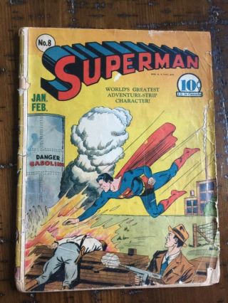 Rare 1941 Golden Age Superman 8 Classic Cover