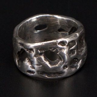 Vtg Sterling Silver Brutalist Abstract Cutout Band Men 