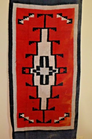 Vintage Navajo Wool Rug Ganado 60 " X 28 " Well Worn 1940 