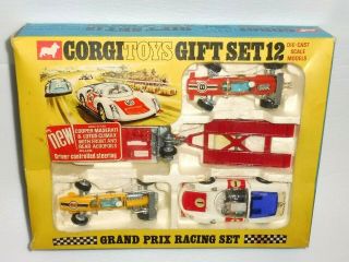 Rare Corgi Toys Gift Set 12 Grand Prix Racing With All Vehicules
