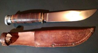 Authentic Vintage Kabar Usa 1205 Fixed Blade Hunting Knife With Sheath Euc