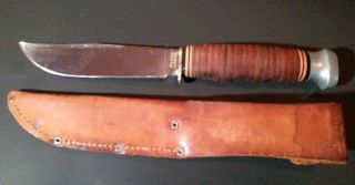 Authentic Vintage Kabar USA 1205 Fixed Blade Hunting Knife with Sheath Euc 6