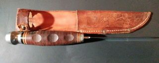 Authentic Vintage Kabar USA 1205 Fixed Blade Hunting Knife with Sheath Euc 7