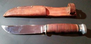 Authentic Vintage Kabar USA 1205 Fixed Blade Hunting Knife with Sheath Euc 8