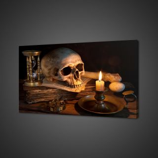 Vintage Antique Book Skull Hourglass Candle Canvas Print Wall Art Picture Photo