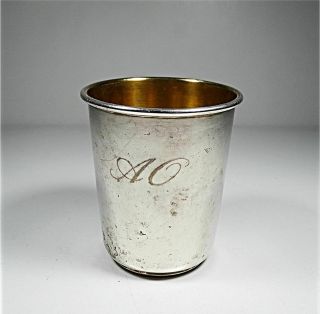 Antique French Sterling Silver Wine Cup Whit Initials (a - O)