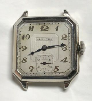 Antique Rare AGN Dial 1928 Hamilton Square Cut Corner 14K GF Watch Runs Vintage 5