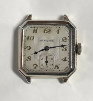 Antique Rare AGN Dial 1928 Hamilton Square Cut Corner 14K GF Watch Runs Vintage 6