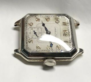 Antique Rare AGN Dial 1928 Hamilton Square Cut Corner 14K GF Watch Runs Vintage 7