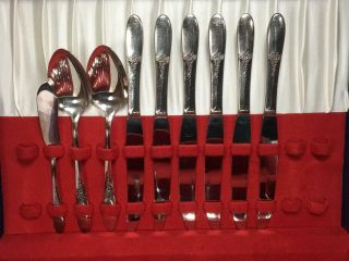 39 Piece Set FANTASY 1941 by Tudor Plate Oneida Community Flatware w/ case 4