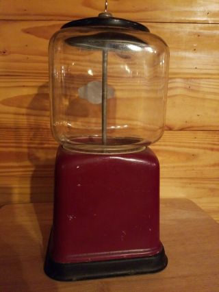 Vintage Model V 1 Cent Bubble Gum/Peanuts Machine With Key 3