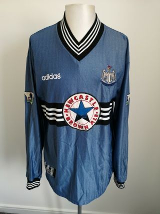 Rare Vintage Newcastle United Away Blue Shirt Long Sleeve Shirt 1996/97 Size Xl