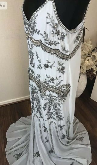 Bnwt Maya Asos Red Carpet Vintage Maxi Flapper Evening Gown Dress Gatsby Sequin 8