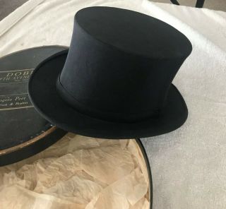 Antique Collapsible Black Top Hat Dobbs Fifth Ave Rogers Peet W/box