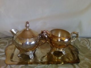 Vintage Fb Rogers 1883 Sterling Silver Cream And Sugar Set With Tray