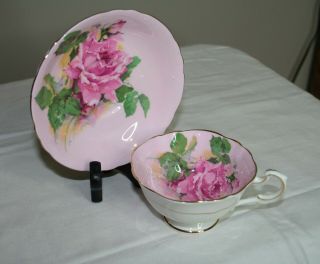 Vintage Paragon Cup And Saucer Pink Large Rose - England - Bone China - Queen
