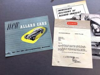 1948 Allard Vintage Car Sales Brochure And Letter - M1 Series Drophead