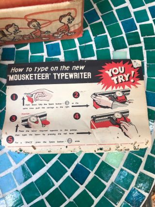 Vintage 1950s Mickey Mouse Club Mouseketeer Toy Tin Typewriter COHN w Box Disney 3