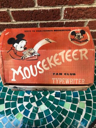 Vintage 1950s Mickey Mouse Club Mouseketeer Toy Tin Typewriter COHN w Box Disney 4