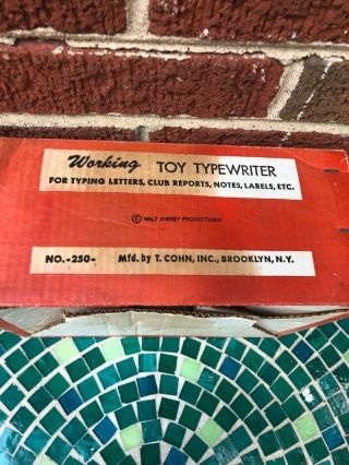 Vintage 1950s Mickey Mouse Club Mouseketeer Toy Tin Typewriter COHN w Box Disney 6