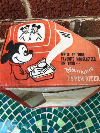 Vintage 1950s Mickey Mouse Club Mouseketeer Toy Tin Typewriter COHN w Box Disney 7