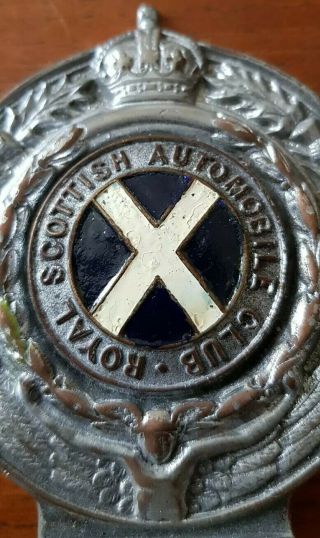 Rare Vintage Royal Scottish Automobile club car Badge 2