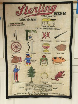 Vintage Unique Handmade Beer Sign Sterling Beer Made From A Feed Sack Folk Art