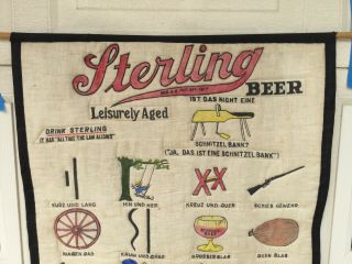 Vintage Unique Handmade Beer Sign Sterling Beer Made From A Feed Sack Folk Art 4
