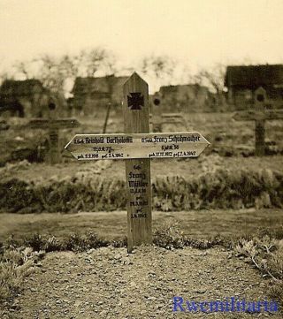 Somber Well Marked Kia Wehrmacht Soldier Grave Plot; Russia 1942