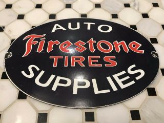 Vintage Fire Stone Tire Porcelain Sign Automobile Service Gas Station Dealership