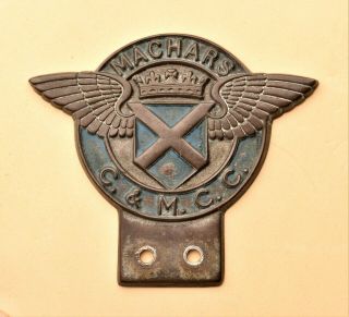 Vintage Machars Car & Motorcycle Club Grill Metal Motor Car Badge Scotland