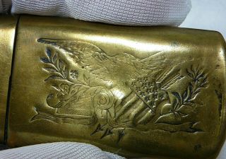 (rough) Antique Brass Patriotic Match Safe Vesta American Eagle Union Shield Vtg 4
