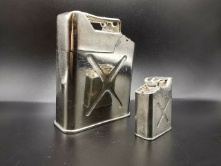 Rare Set Clodion Jerrican Pocket Petrol Lighter And Table Lighter 打火机 Briquet